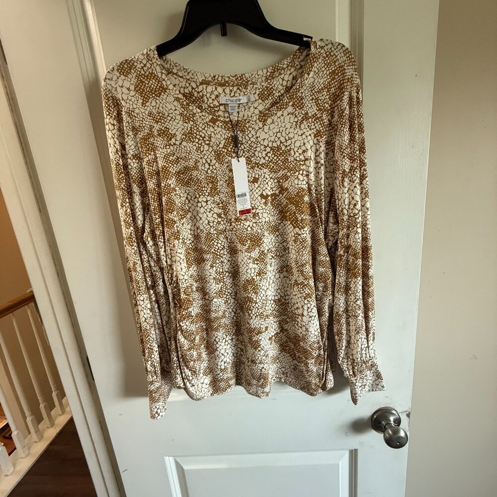 Chico's Touch of Cool™ Snake Shirred Layering Tee Size 3